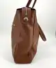 sac cabas longchamp en cuir grainé marron