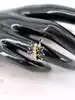 bague cocktail sertie de 6 saphirs navettes et 6 petits diamants taille brillant or 750 millième (18 ct) 4,80g