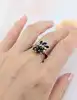 bague cocktail sertie de 6 saphirs navettes et 6 petits diamants taille brillant or 750 millième (18 ct) 4,80g