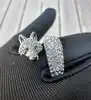 bague swarovski polar bestiary renard en métal rhodié argenté et cristaux pavés blancs t55