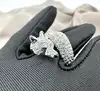 bague swarovski polar bestiary renard en métal rhodié argenté et cristaux pavés blancs t55