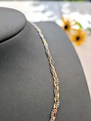 collier en 2 ors mailles mirroir et perlée tressées or 750 millième (18 ct) 7,95g