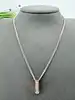 collier fine maille gourmette avec pendentif barre rectangulaire serti de zircons argent 925 millième (22 ct) 6,18 g