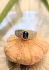 bague bombée en 2 ors centrée d'un saphir or 750 millième (18 ct) 2,61g