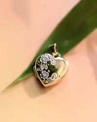 pendentif "boîte photo" forme coeur en 2 ors or 750 millième (18 ct) 1,35g