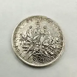 pièce 5 francs semeuse 1963 argent 835 millième 12,01g
