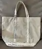 sac cabas vanessa bruno en toile de coton grège et sequins argentés taille m