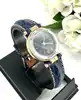 montre femme michel herbelin newport 12855.s bicolore mouvement quartz, cadran bleu, verre saphir, bracelet en cuir bleu marbré