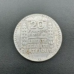 pièce 20 francs turin 1933 argent 680 millième 19,96g