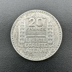 pièce 20 francs turin 1933 argent 680 millième 19,97g