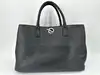 sac à main cabas lamarthe en cuir grainé noir fermoir tournant argenté