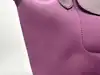 sac à main longchamp le pliage one m en toile et cuir violet