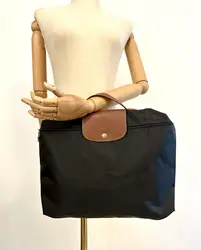 sac à main / porte-documents longchamp le pliage original en toile noir