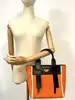 sac à main prada ouverture en toile orange et cuir noir