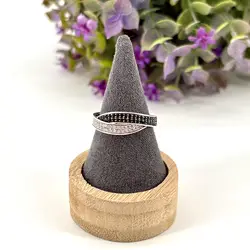 bague croisée avec oxydes de zirconium noir et blanc t56 argent 925 millième (22 ct) 2,69g