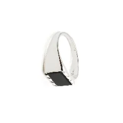 1066206 bague argent chevalière plaque rect imit onyx argent 925 millième (22 ct) 5,17g