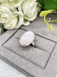 bague argent ovale rose nacre argent 925 millième (22 ct) 5,91g