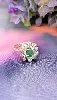 bague émeraude entourée de 2 rangs d'oxydes or 750 millième (18 ct) 4,18g
