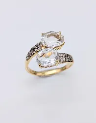 bague or toi et moi sertie des oxydes or 375 millième (9 ct) 3,35g