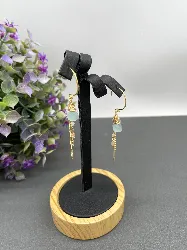 boucles d'oreilles laiton doré avec pierre naturelle