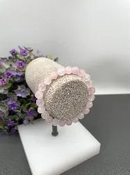 bracelet élastiqué boules en pierre quartz rose facetté d8mm