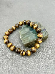 brpi bracelet élastiqué en pierre oeil de tigre d10 mm