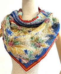 carré lanvin en soie  multicolore à motifs floraux et géométriques vintage