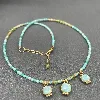 collier billes vermeil en pierre amazonite et pélidot d2mm l40-46 cm argent 925 millième (22 ct) 5,64g