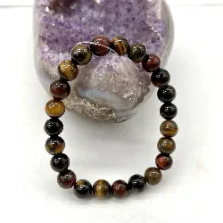 brpi bracelet élastiqué en pierre oeil de taureau d8mm