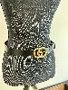ceinture large gucci gg marmont en cuir noir avec boucle brillante
