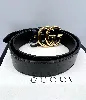 ceinture large gucci gg marmont en cuir noir avec boucle brillante