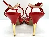 escarpins en talons 8,5 cm / chaussures louis vuitton en cuir verni rouge beige et kaki