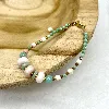 fbr2305 bracelet en pierre amazonite, opale rose et fermoir vermeil l17-20 cm  argent 925 millième (22 ct) 1 g