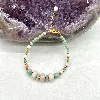 fbr2305 bracelet en pierre amazonite, opale rose et fermoir vermeil l17-20 cm  argent 925 millième (22 ct) 1 g