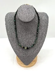 fclem04 collier pierre malachite et métal doré l38-42 cm