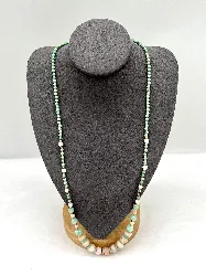 fst2301 sautoir en pierre amazonite, opale rose et fermoir vermeil  argent 925 millième (22 ct) 1 g