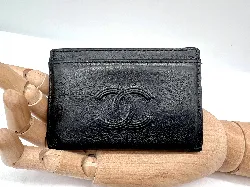 porte-cartes chanel cuir noir