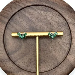 13024950 boucles d'oreilles, chacune ornée d'oxydes verts, motif feuille argent 925 millième (22 ct) 1,95g argent 925 millième (22