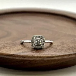 1933810 bague solitaire centrée d'une pierre carrée et entourée d'oxydes t52 argent 925 millième (22 ct) 1,2g argent 925 millième 