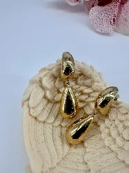 3115009 boucles d'oreilles pendantes à motif goutte d'eau en acier doré