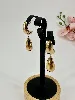 3115009 boucles d'oreilles pendantes à motif goutte d'eau en acier doré