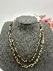 31218045 collier double chaîne maille forçat en acier doré