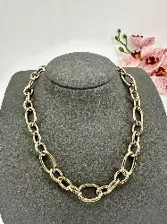 31220345 collier maillons ovales entrelacés en acier doré