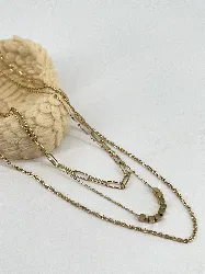 31224145 collier multi-rangs aux mailles variées en acie doré l45 cm