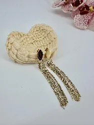 3122709 boucles d'oreilles pendantes à motif frange en acier doré