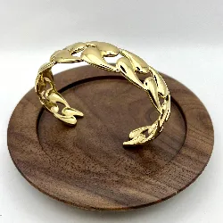 31230462 bracelet jonc maille gourmette en acier doré larguer 2 cm