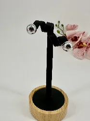 3123100 boucles d'oreilles boules en acier argenté