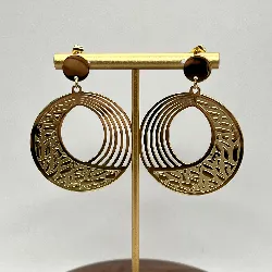 3131409 boucles d'oreilles pendants style bohême en acier doré t4 x 5 cm