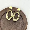 3132009 boucles d'oreilles pendants ovales en acier doré t2,5 x 5 cm