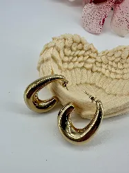 3605609 boucles d'oreilles créoles épaisses ovales en acier doré